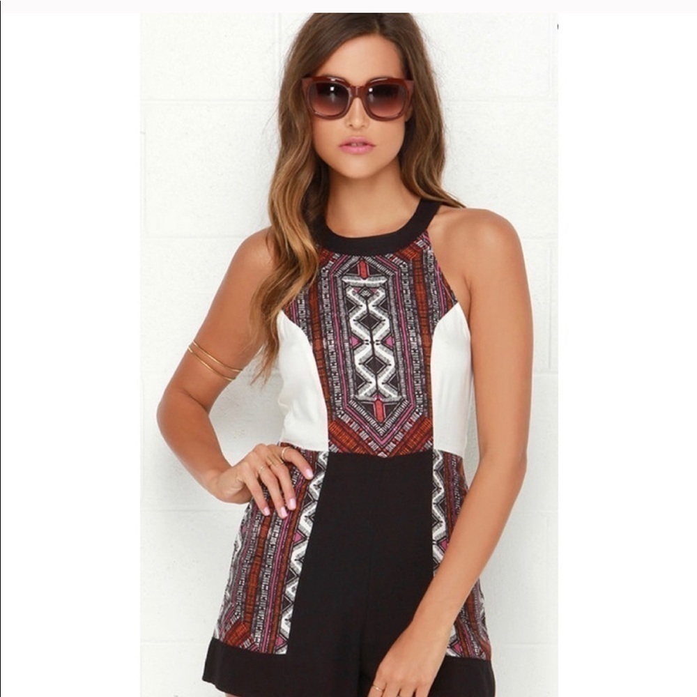 Mink Pink Pastel Neon Black Print Romper